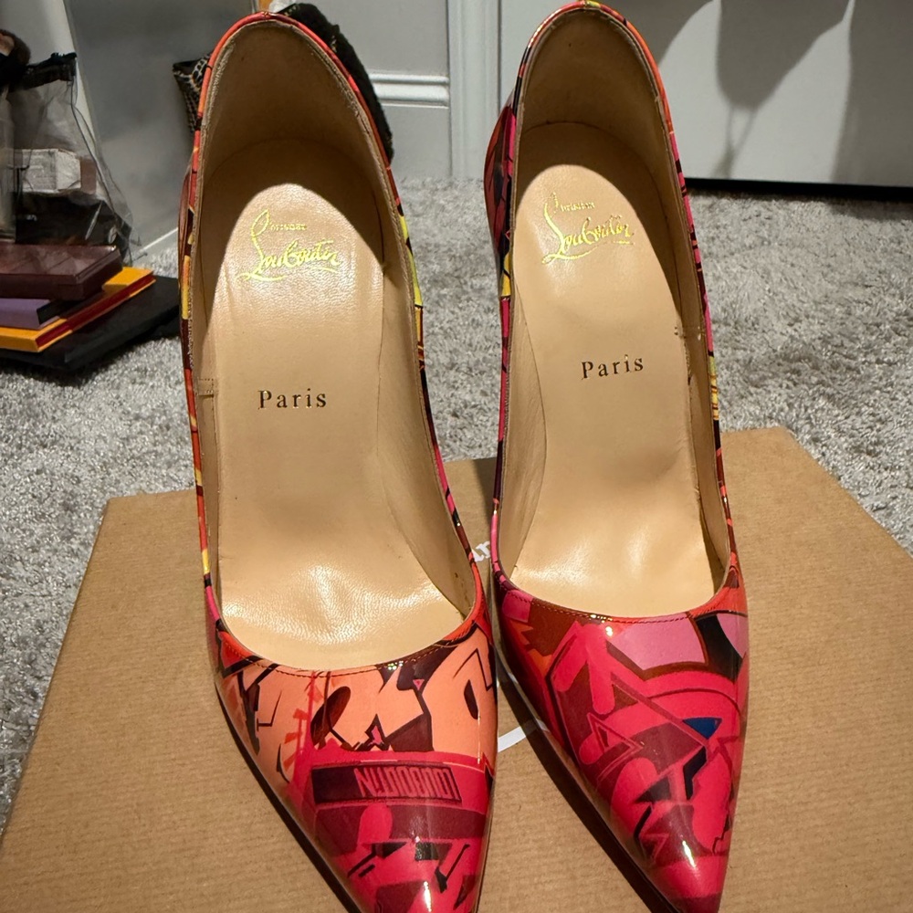 Christian Louboutin Vibrant Red and Pink Heels - Picture 2 of 5
